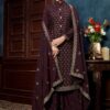 Burgundy Embroidered Palazzo Suit