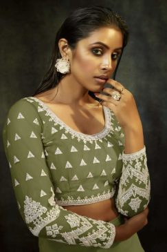 Alternative view of Green Embroidered Sangeet Lehenga Choli