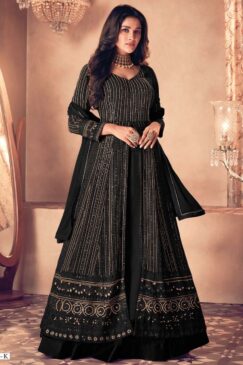 Black Embroidered Anarkali Lehenga Suit