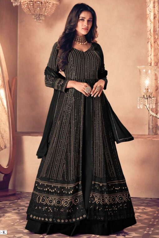 Black Embroidered Anarkali Lehenga Suit