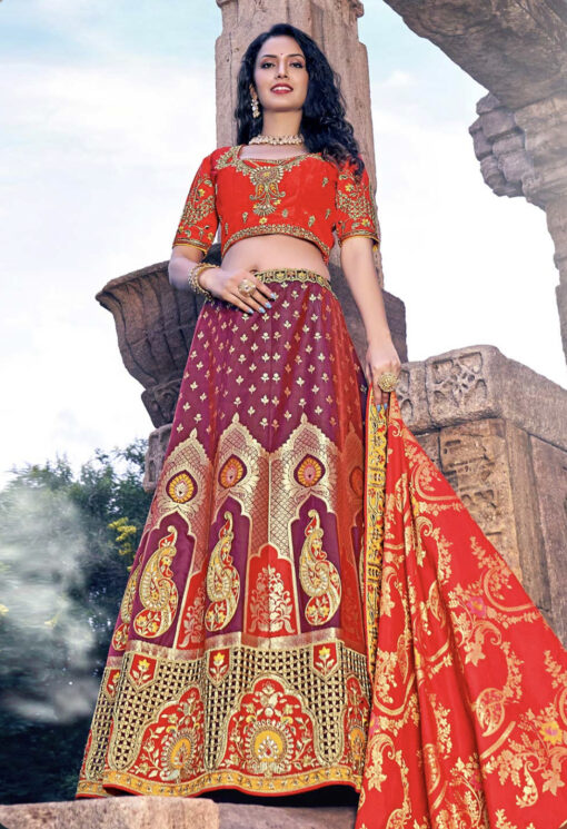Purple Banarasi Silk Lehenga Choli