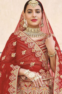 Alternative view of Red Silk Bridal Lehenga Choli