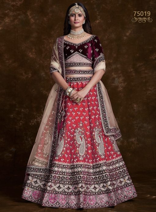 Pink Heavy Embroidered Bridal Lehenga Choli