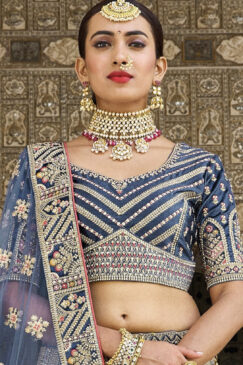 Alternative view of Blue Silk Bridal Lehenga Choli