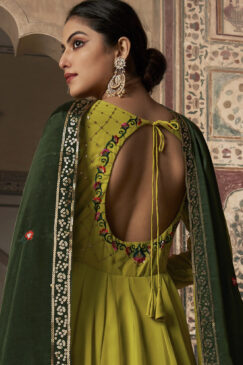 Alternative view of Green Embroidered Anarkali Suit