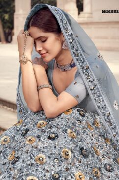 Alternative view of Grey Sequinned Lehenga Choli
