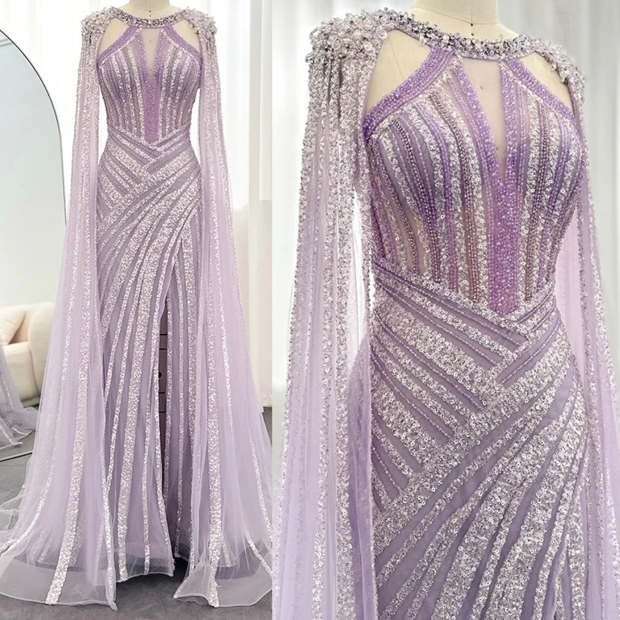 Beading Sleeveless Crystal Evening Dress