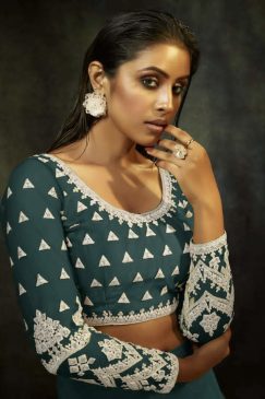 Alternative view of Teal Embroidered Sangeet Lehenga Choli