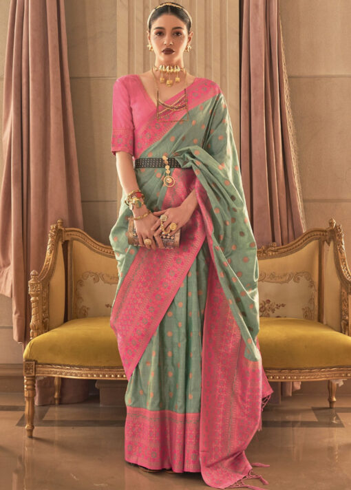 Green Zari Woven Silk Saree