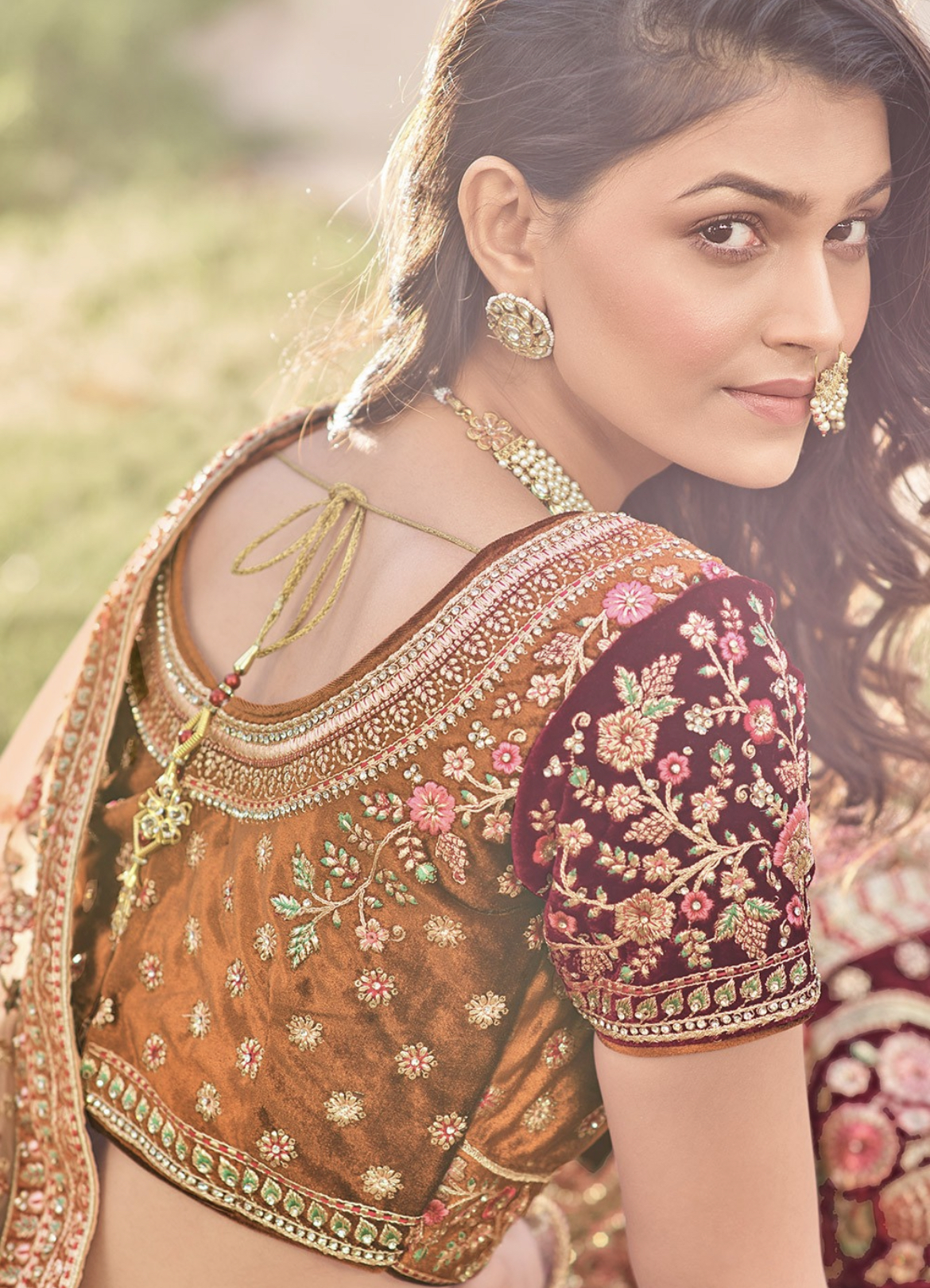 Bronze Velvet Heavy Bridal Lehenga Choli Lehengas Designer Collection