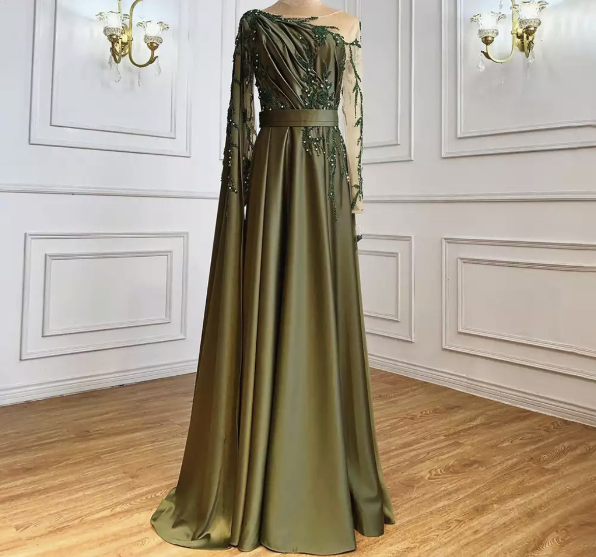 Olive Luxury A-Line Beaded Evening Dress - Evening Dresses, Made To ...