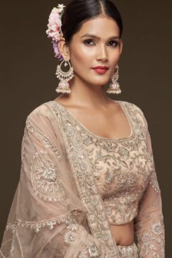Alternative view of Beige Net Sangeet Bridal Lehenga Choli