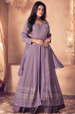 Purple Embroidered Anarkali Lehenga suit
