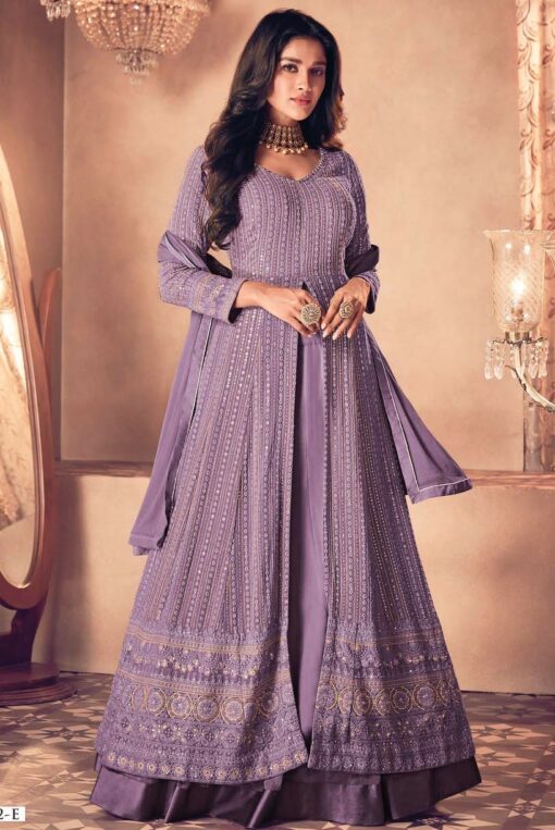 Purple Embroidered Anarkali Lehenga suit