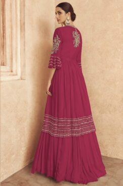 Alternative view of Pink Embroidered Jacket Style Anarkali Gown
