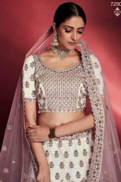 Alternative view of White Silk Embroidered Bridal Lehenga Choli