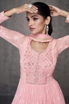 Alternative view of Pink Georgette Embroidered Anarkali Suit
