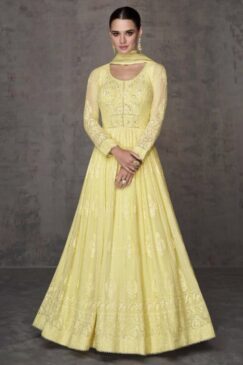 Yellow Georgette Embroidered Anarkali Suit