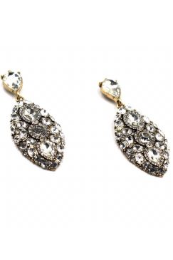 Alternative view of Crystal Geometric Gem Statement Earrings