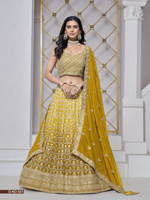 Yellow Color Beautiful Haldi Function Lehenga Choli