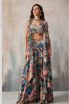 Chinon Fabric Beautiful Light Weight Sharara Blouse Suit