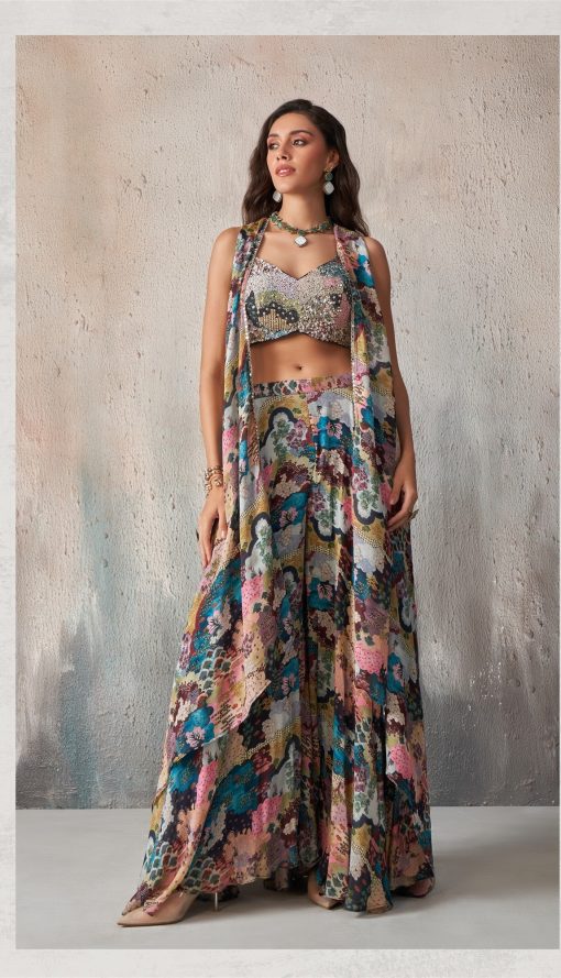 Chinon Fabric Beautiful Light Weight Sharara Blouse Suit