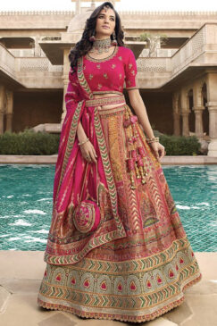 Pink Banarasi Silk Bridal Lehenga Choli
