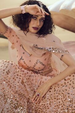 Alternative view of Peach Soft Net Sequinned Lehenga Choli