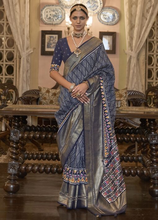 Blue Patola Silk Designer Saree