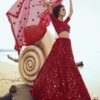 Red Soft Net Sequinned Lehenga Choli