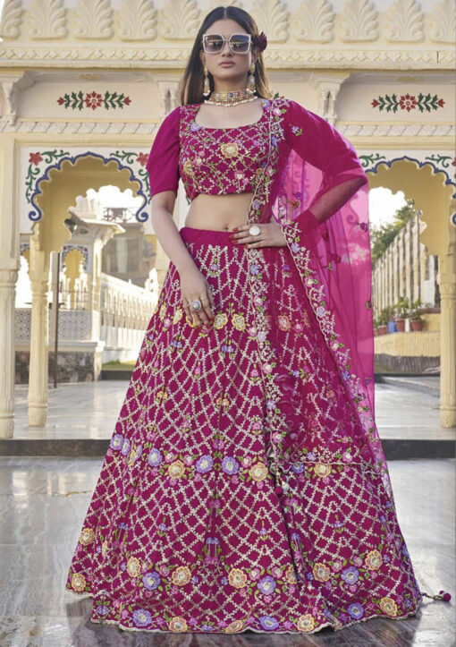 Pink Georgette Party Wear Lehenga Choli