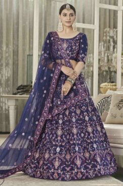 Navy Blue Silk Party Wear Lehenga Choli