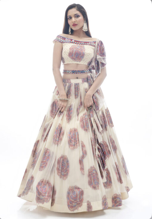 Off White Jacquard Lehenga Choli