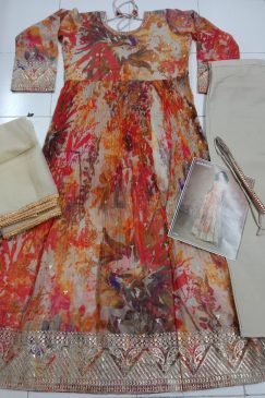 Alternative view of Beautiful Partywear Anarkali Gown In Georgette Fabric For upcoming Festival