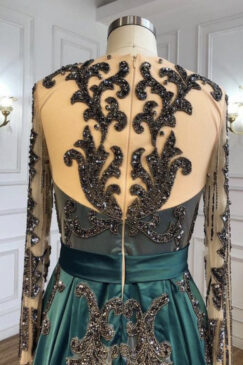 Alternative view of A-line Sheer Back Beaded Evening Dress
