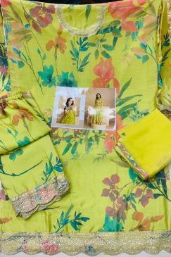 Floral Print PartyWear Dress In Chinon Fabric