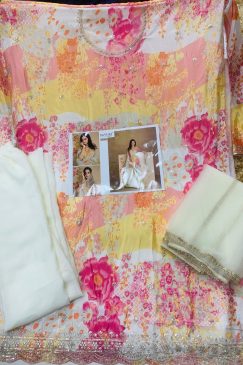 Wedding Wear Floral Print dress In Chinon Fabric