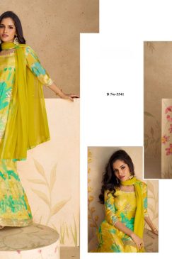 Alternative view of Buy Now Blue Yellow dress In Chinon Fabric