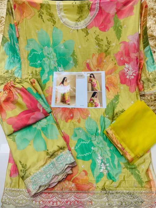 multi color beautiful dress In Chinon Fabric