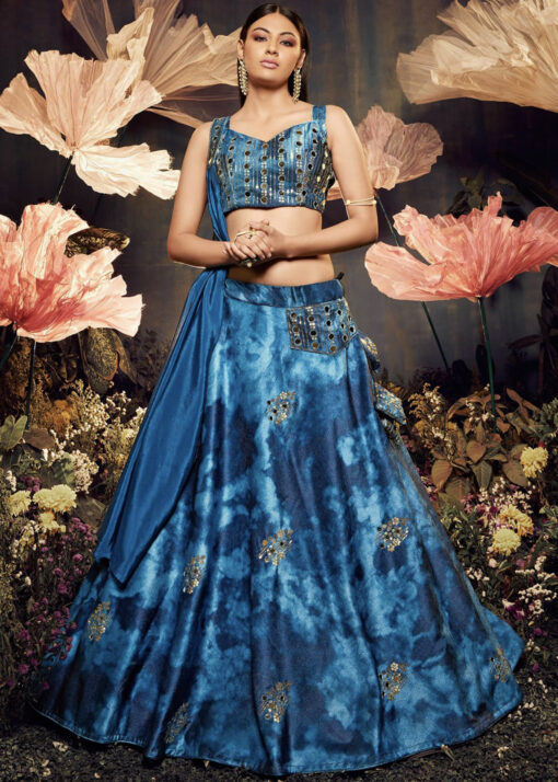 Blue Velvet Lehenga Choli Lehengas Designer Collection