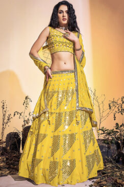 Yellow Party Wear Lehenga Choli