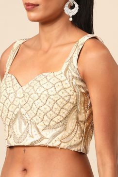 Alternative view of Cream Floral Embroidered Net Bridal Lehenga Choli