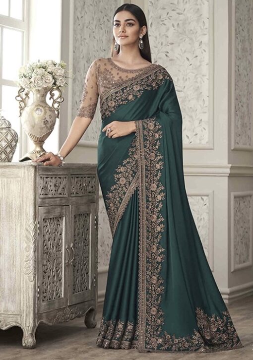 Green Soft Silk Party Wear Saree