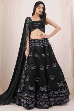 Black Georgette Embroidered Lehenga Choli