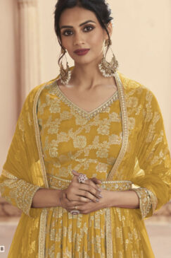 Alternative view of Yellow Embroidered Floor Length Anarkali Suit