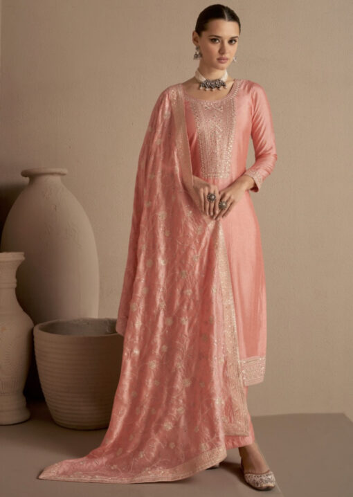 Peach Silk Palazzo Pant Suit