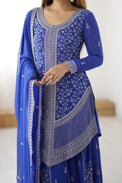 Alternative view of Blue Color Beautiful Partywear Dress in Georgette Fabric