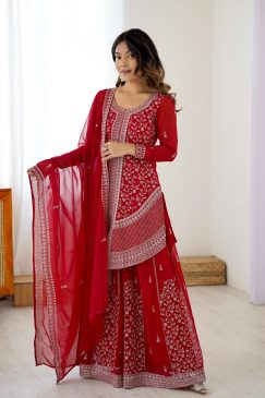 Red Color Beautiful Partywear Dress in Georgette Fabric