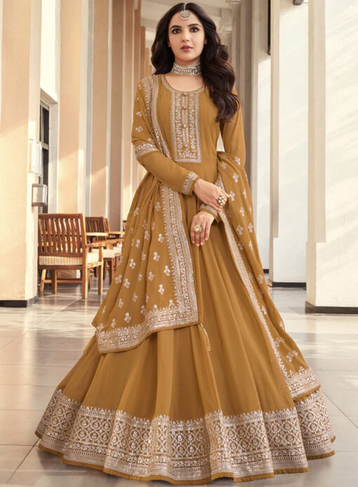Mustard Floor Length Anarkali Suit