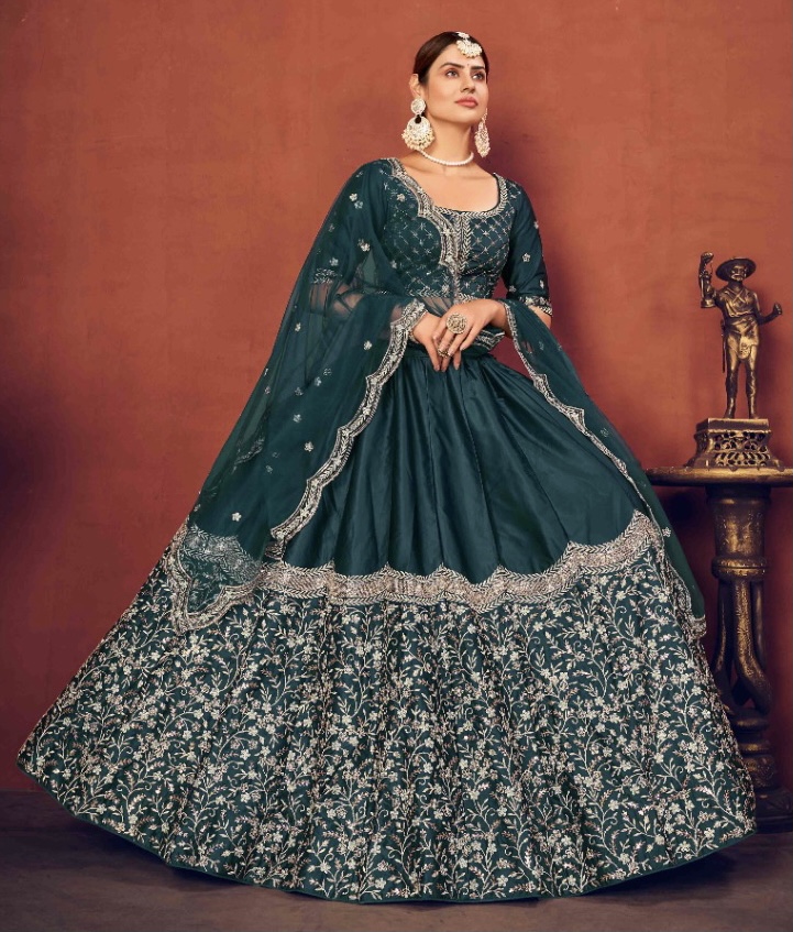 Rama Green Silk Lehenga Choli Lehengas Designer Collection